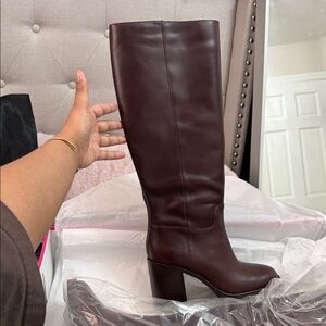 Vince Camuto Tall Dark Brown Leather Knee-High Boot